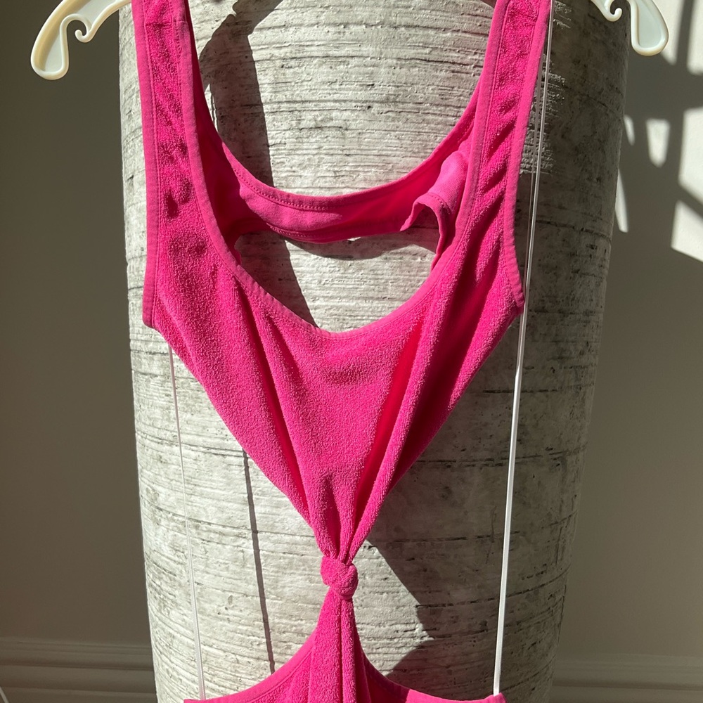 Bnwt Solid And Striped Pink Terrycloth Cut Out Mi… - image 6